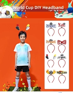 DIY soccer themed headband set with football and referee card designs for party fans