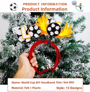 Macro shot of felt and plastic football headband with flame detail for soccer parties
