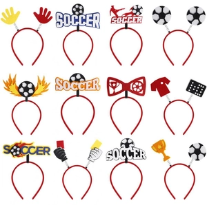 Detailed grid showing 12 different felt soccer party headbands for World Cup fans