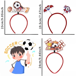 Detailed size specifications for soccer headband with shiny sequin flag ornaments