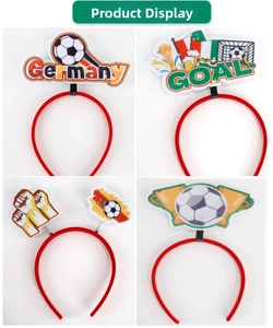 Detail of soccer themed headbands with Germany and Goal text for sport fan cheering