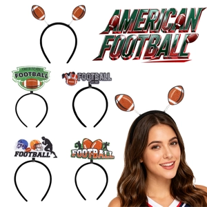American Football Theme Party Headband Felt Plastic Sports Fan Cheering Props Athlete Silhouette Helmet Design Headwear