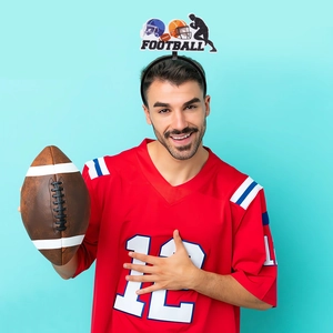 American football themed headband with helmet and player silhouette for sports fans