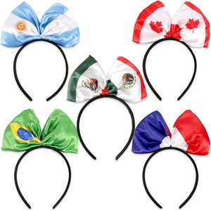 Détail lot de cinq grands bandeaux à nœuds avec drapeaux nationaux pour les supporters