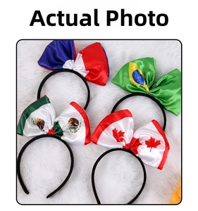 Lot de quatre serre-têtes à gros nœuds avec drapeaux de France Brésil Mexique et Canada
