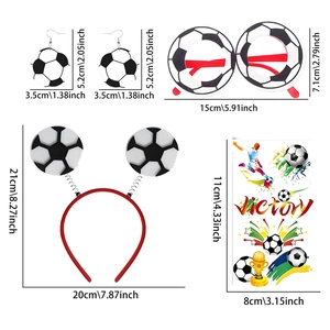 Soccer World Cup party kit with football headband, decorative glasses, earrings and stickers