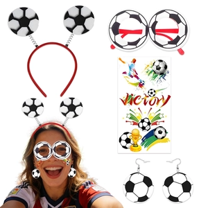 Soccer party set including football headband, glasses, earrings and victory stickers
