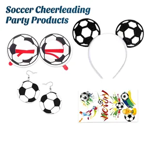 Soccer World Cup party accessory set with football glasses, headband, and stickers