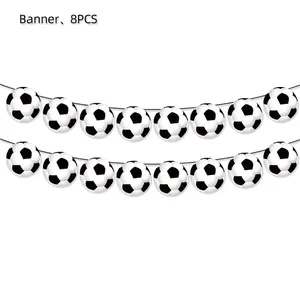 Striscione per festa di calcio con 8 ciondoli a forma di pallone bianco e nero