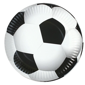 Football pattern disposable paper plate for soccer themed birthday party decorations