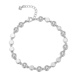 Vintage style round cubic zirconia tennis bracelet in silver finish with lobster clasp