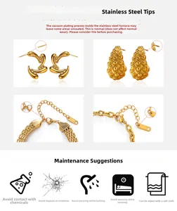 Close-up of gold-plated stainless steel jewelry textures and maintenance details