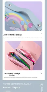 Three-layer pastel oxford cloth pencil case with reinforced handle and large capacity
