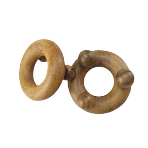 Dual ring wooden massagers with spherical nodes for acupressure and muscle relaxation