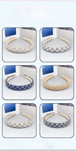 Detail shot of padded rhinestone headbands in various colors with luxury diamond texture