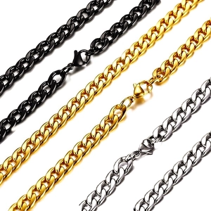 Cuban Link Chain Necklace Stainless Steel 18K Gold Plated Hip Hop Fashion Jewelry For Men Women Lobster Clasp Vacuum Plating