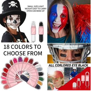 Detail van 18-kleuren schminkstiften voor sport anti-glans en feestelijke looks