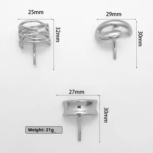 Detailed size view of silver metallic hair clips with dimensions and 21g weight info