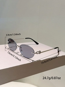 Détails et dimensions des lunettes de soleil ovales en métal avec branches dorées