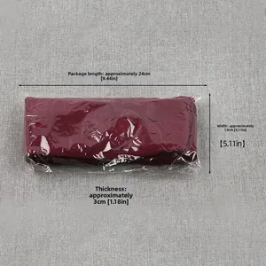 Deep red cotton thigh high socks neatly folded and packed in transparent packaging
