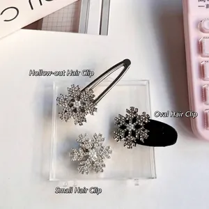Set de 3 barrettes à cheveux flocons en strass avec styles ajouré, ovale et petit modèle