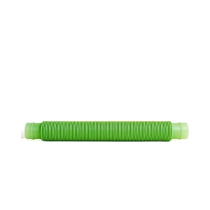 Green flexible pop tube fidget toy made of lightweight plastic for sensory play