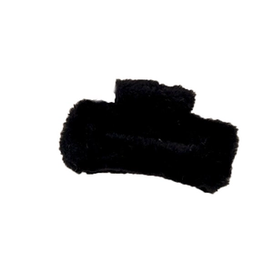 Classic black faux fur square hair claw clip for women's autumn and winter styling