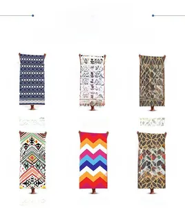 Detail display of geometric and mandala patterns on fringed quick-dry beach towels