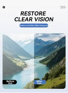 Comparison showing restore clear vision effect of square frame sunglasses lenses