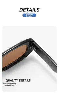 Macro shot of high-quality metal hinge and smooth folding mechanism on square sunglasses