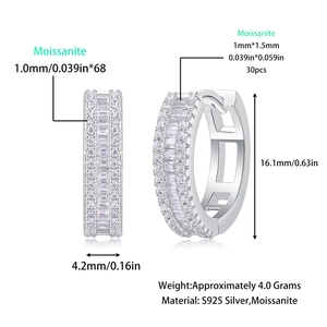 Elegant S925 sterling silver hoop earrings with channel set moissanite diamonds