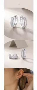 Λήψη macro από κρίκους από ασήμι 925 με πέτρες moissanite σε κοπή μπαγκέτα και στρογγυλή