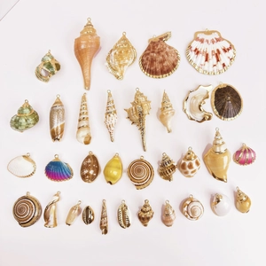 Natural sea shell pendants with gold plated edges for DIY jewelry making sets