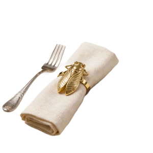 Golden cicada napkin ring made of alloy for luxury hotel table decoration