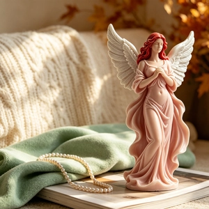 Ethereal winged angel goddess silicone mold for DIY scented candles and resin art ornaments