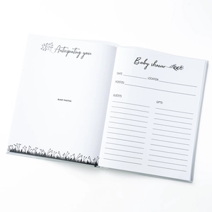 Minimalistisches Babyparty Gästebuch und Schwangerschaftsalbum mit floralen Motiven
