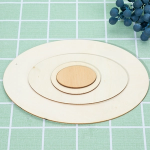 Three-piece set of natural round wooden discs for DIY crafts and home decor ornaments