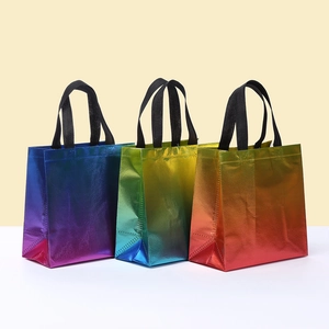 Bolsas de Regalo de Tela No Tejida con Degradado Metálico Bolsa de Compras Láser Impermeable para Fiesta de Cumpleaños
