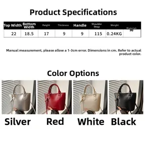 Detailed dimensions and color options for the large capacity PU leather bucket bag