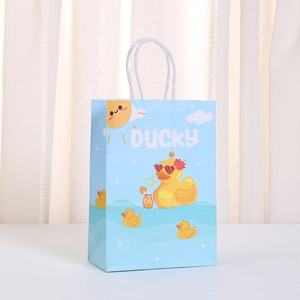 Blue little duck gift bag with white handles for parties and cute festive packaging