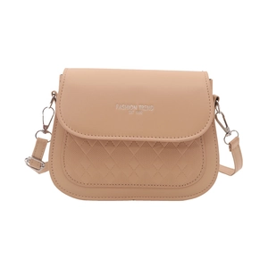 Fashion apricot saddle bag with quilted pattern and silver lettering for women
