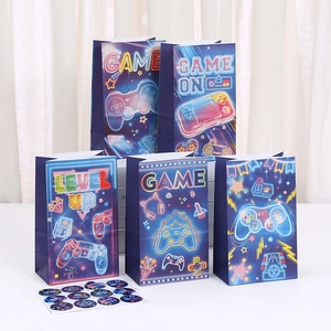Sacchetti Regalo in Carta Kraft a Tema Neon Gaming Stampa Controller per Videogiochi Sacchetti per Festa Compleanno Gamer Bambini