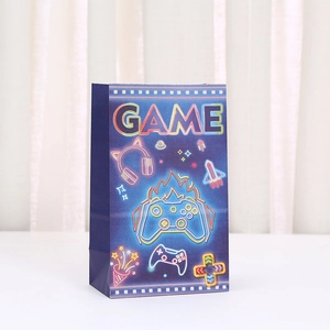 Sacchetto regalo in carta a tema videogioco neon con grafica controller per feste