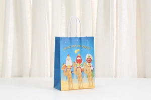 Detail of Three Kings Day gift bag with Melchior, Caspar, and Balthazar illustration