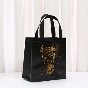 Christmas non-woven gift bag with gold foil reindeer and Merry Christmas print