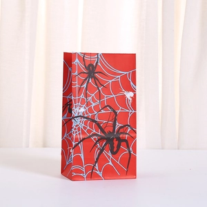 Halloween spider pattern red kraft paper gift bag for festive treats and party favors