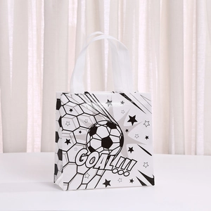 Creative non-woven gift bag with football print and Goal text for shopping use