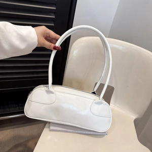 Women Underarm Bag PU Leather Minimalist Bowling Shoulder Bag Retro Baguette Handbag For Daily Work Travel Shopping