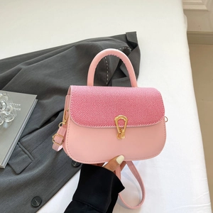 Women Fashion PU Leather Woven Texture Small Square Bag Commuting Crossbody Bag Metallic Buckle Shoulder Bag Handbag