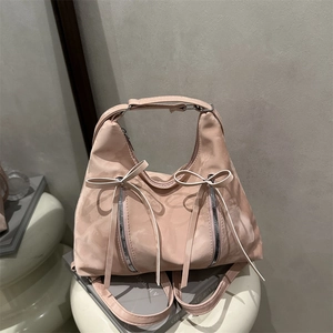Sac Fourre-tout Rétro en Cuir PU Souple pour Femmes avec Nœud Grande Capacité Sac à Épaule Casual Hobo à Double Fermeture Éclair